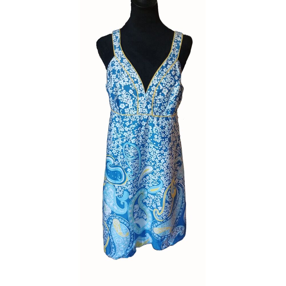 Lilly Pulitzer Women's 8 Margherita Blue/ White Floral Paisley Midi Dress